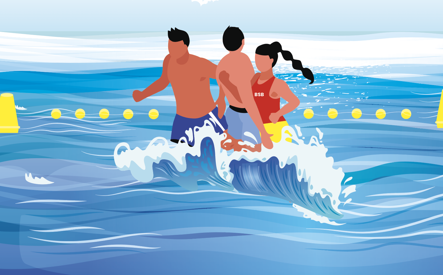 Sortie de l'eau en mer ou lac